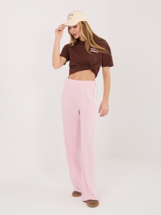 Jasnoróżowe Spodnie Dresowe Damskie z Lampasami RELEVANCE