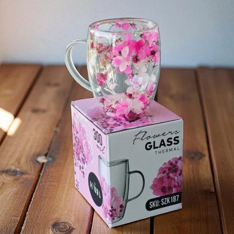 Szklanka termiczna z kwiatami w środku 300ml 1szt SZK187
