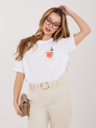 Biały T-Shirt Damski z Nadrukiem Brzoskwinia SUBLEVEL