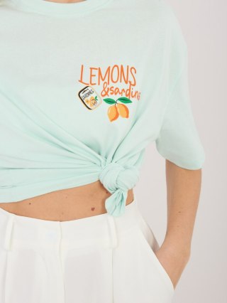 Miętowy T-Shirt Damski z Nadrukiem Lemons SUBLEVEL Bawełniany