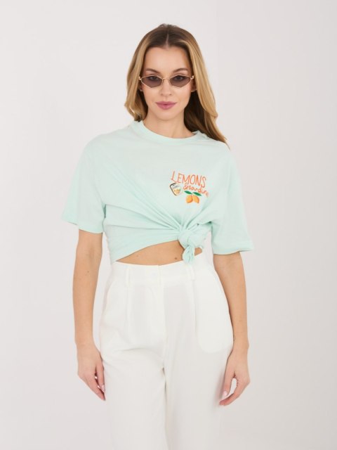miętowy t shirt damski lemons sublevel nadruk letni