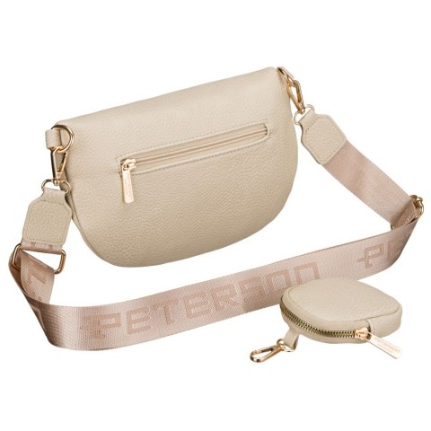 Beżowa saszetka damska ze skóry ekologicznej z doczepianą portmonetką - Peterson