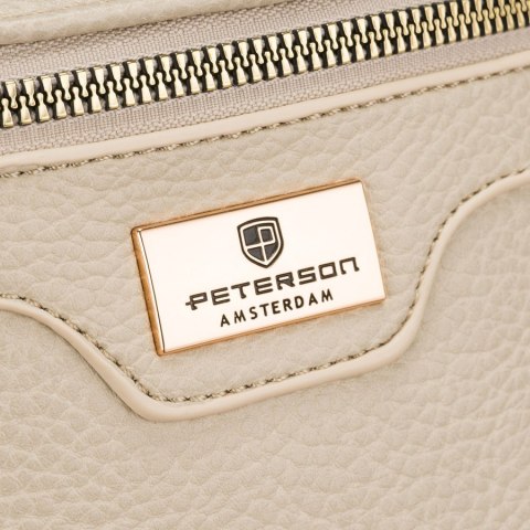 Beżowa saszetka damska ze skóry ekologicznej z doczepianą portmonetką - Peterson