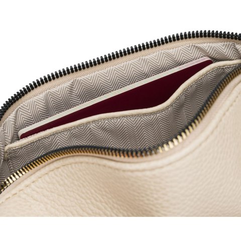 Beżowa saszetka damska ze skóry ekologicznej z doczepianą portmonetką - Peterson