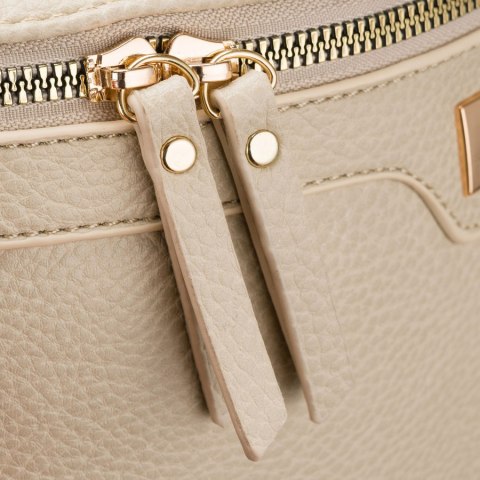 Beżowa saszetka damska ze skóry ekologicznej z doczepianą portmonetką - Peterson