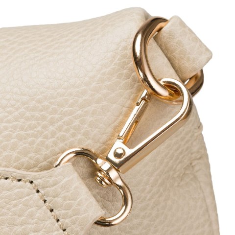 Beżowa saszetka damska ze skóry ekologicznej z doczepianą portmonetką - Peterson