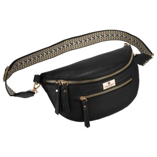 Czarna saszetka damska ze skóry ekologicznej, jednokomorowa - Peterson