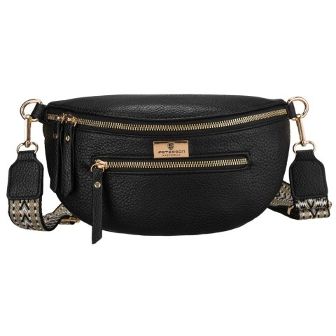 Czarna saszetka damska ze skóry ekologicznej, jednokomorowa - Peterson