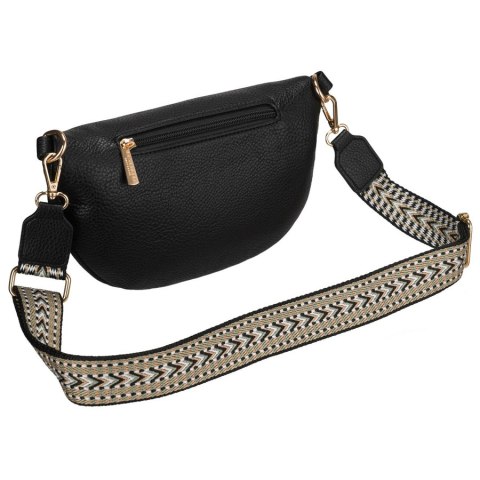 Czarna saszetka damska ze skóry ekologicznej, jednokomorowa - Peterson