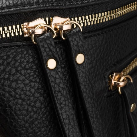 Czarna saszetka damska ze skóry ekologicznej, jednokomorowa - Peterson