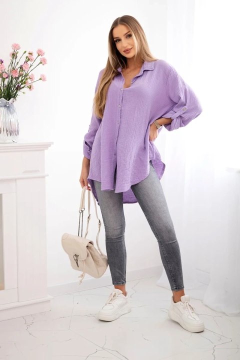 Koszula bawełniana muślinowa Plus Size fioletowa