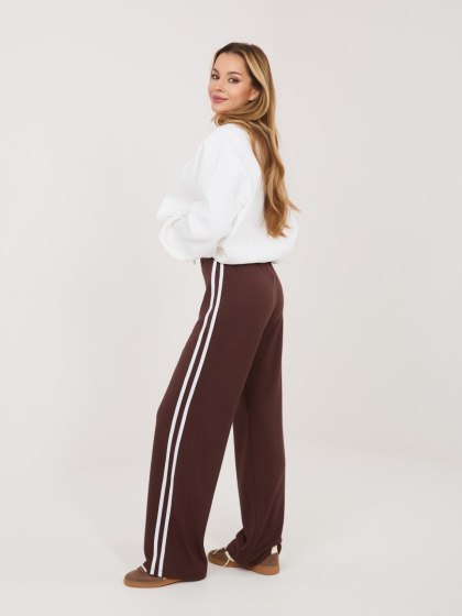 Czekoladowe Spodnie Dresowe Damskie Lampasy RELEVANCE