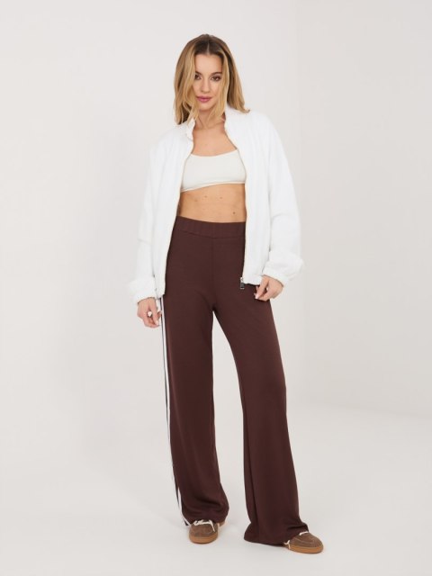 sportowe spodnie damskie brązowe z lampasami