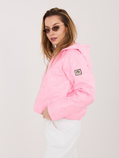 Różowa Kurtka Przejściowa Damska Pikowana Kwiaty RUE PARIS