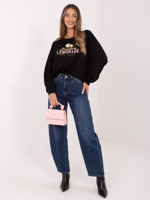 bluza damska czarna bez kaptura z nadrukiem lemonade casual