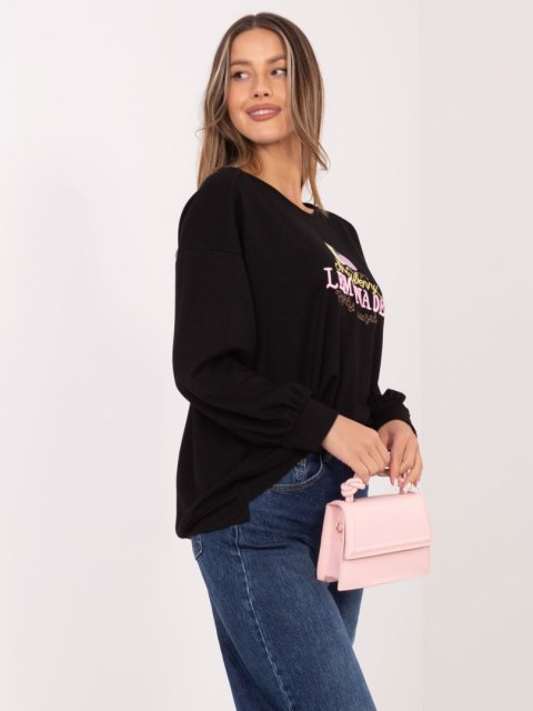 modna czarna bluza damska oversize z haftem styl miejski