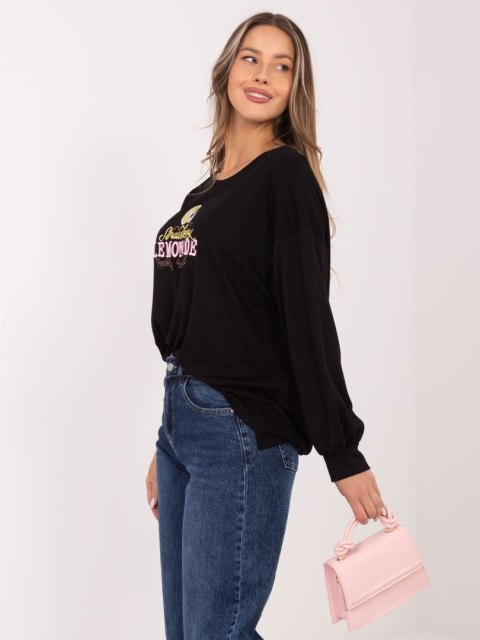 czarna bluza damska streetwear z haftem i luźnym fasonem