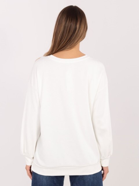 bluza damska RUE PARIS ecru do jeansów stylizacja casual outfit