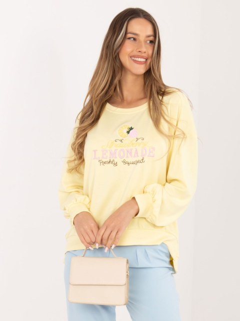 jasnożółta bluza damska oversize RUE PARIS z haftem i napisami