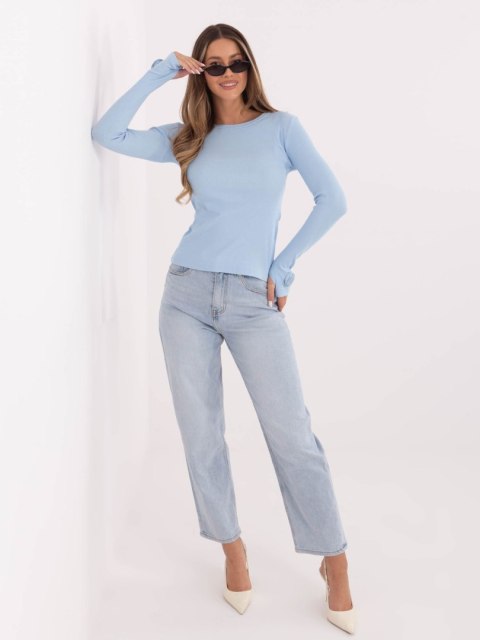 elegancka bluzka damska w kolorze jasnego niebieskiego prążkowana