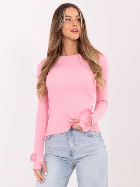 dopasowana bluzka damska jasnoróżowa z otworami na kciuki