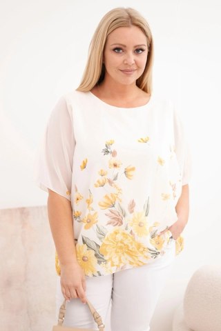 Bluzka Damska Plus Size Kwiatowa Żółta Oversize