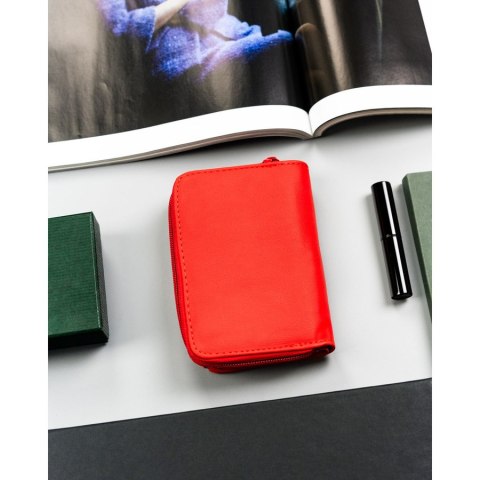 Czerwony portfel damski ze skóry ekologicznej zamykany na zatrzask i suwak - 4U Cavaldi