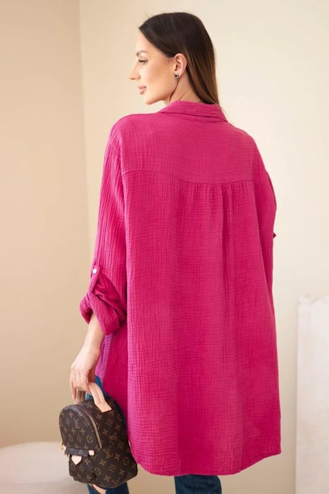 Koszula bawełniana muślinowa Plus Size śliwkowa