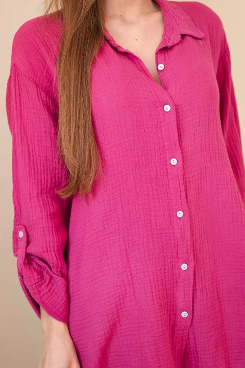 Koszula bawełniana muślinowa Plus Size śliwkowa