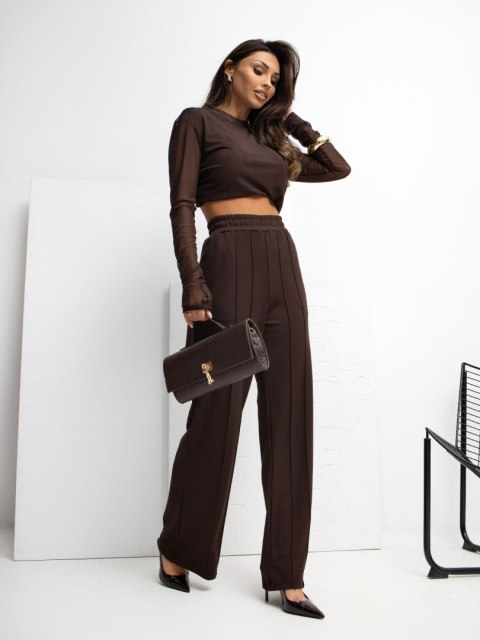 Spodnie dresowe-RV-DR-A1062.48-ciemny brązowy