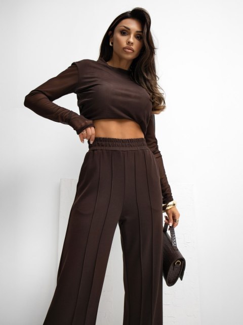 Spodnie dresowe-RV-DR-A1062.48-ciemny brązowy