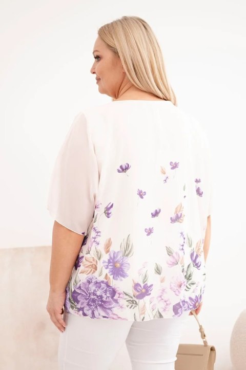 Bluzka Damska Plus Size Kwiatowa Fioletowa Oversize