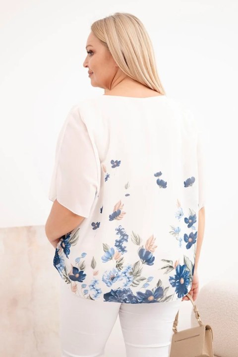 Bluzka Damska Plus Size Kwiatowa Niebieska Oversize