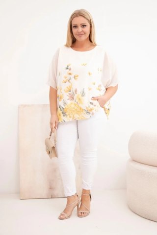 Bluzka Damska Plus Size Kwiatowa Żółta Oversize