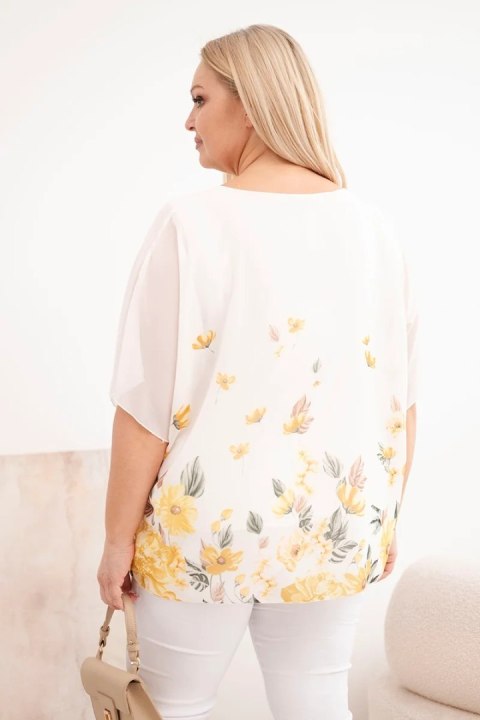 Bluzka Damska Plus Size Kwiatowa Żółta Oversize