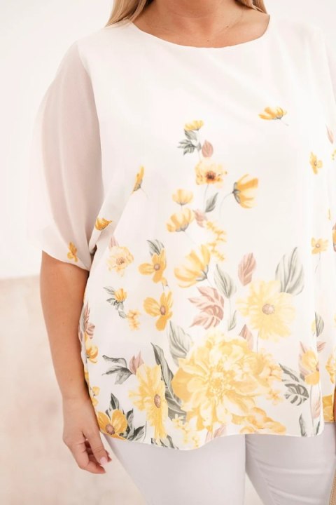 Bluzka Damska Plus Size Kwiatowa Żółta Oversize