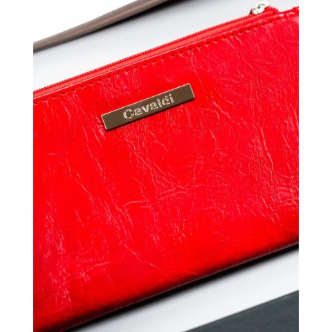 Duży portfel damski wykonany ze skóry ekologicznej w czerwonym kolorze - 4U Cavaldi