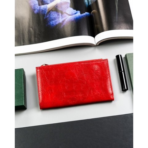 Duży portfel damski wykonany ze skóry ekologicznej w czerwonym kolorze - 4U Cavaldi