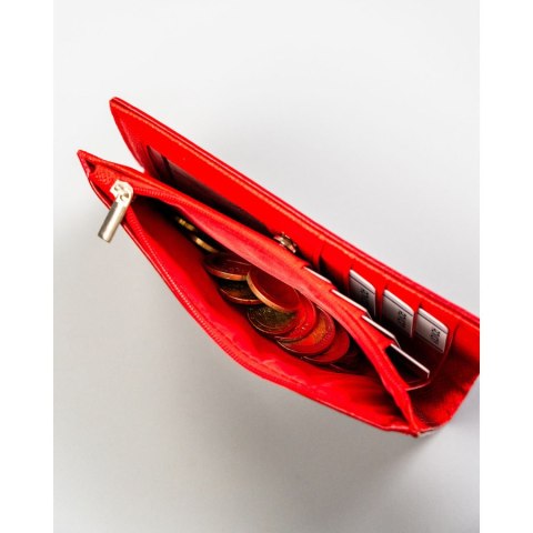Duży portfel damski wykonany ze skóry ekologicznej w czerwonym kolorze - 4U Cavaldi