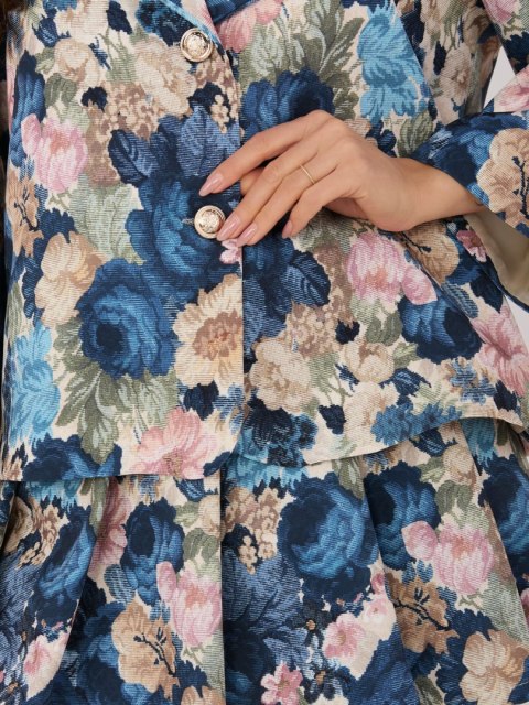 marynarka damska granatowa z guzikami i podszewką