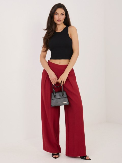 Spodnie-D60103M62449E3-ciemny czerwony