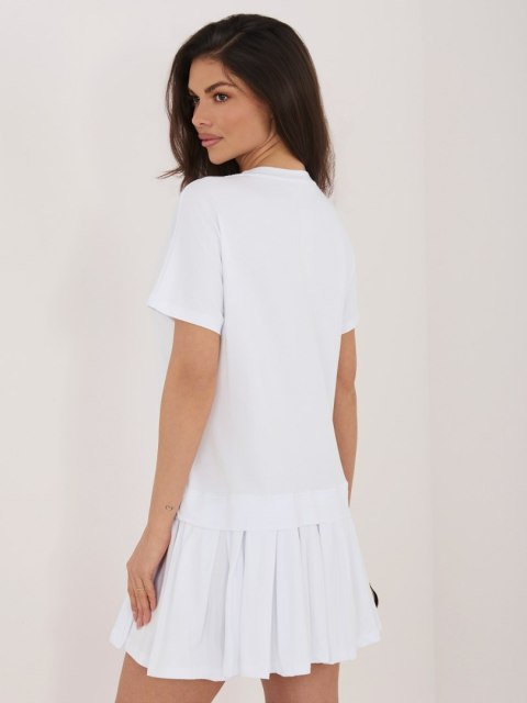 Bawełniana biała sukienka mini RUE PARIS w stylu casual