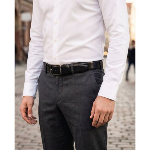 Dwustronny pasek męski w czarnym i ciemnobrązowym kolorze z obrotową klamrą - Peterson