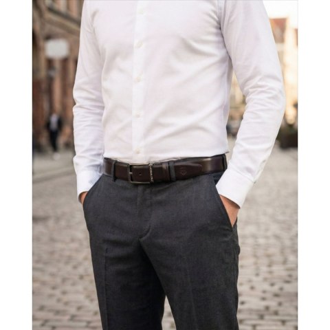 Dwustronny pasek męski w czarnym i ciemnobrązowym kolorze z obrotową klamrą - Peterson