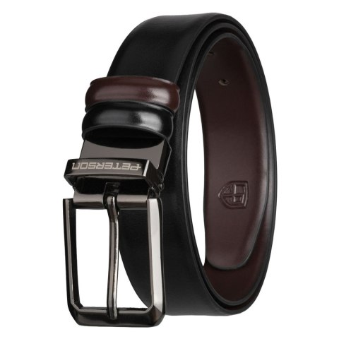 Dwustronny pasek męski w czarnym i ciemnobrązowym kolorze z obrotową klamrą - Peterson