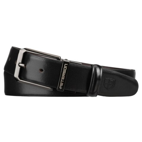 Dwustronny pasek męski w czarnym i ciemnobrązowym kolorze z obrotową klamrą - Peterson