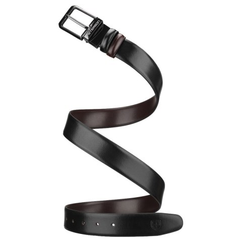 Dwustronny pasek męski w czarnym i ciemnobrązowym kolorze z obrotową klamrą - Peterson
