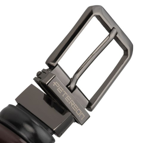 Dwustronny pasek męski w czarnym i ciemnobrązowym kolorze z obrotową klamrą - Peterson