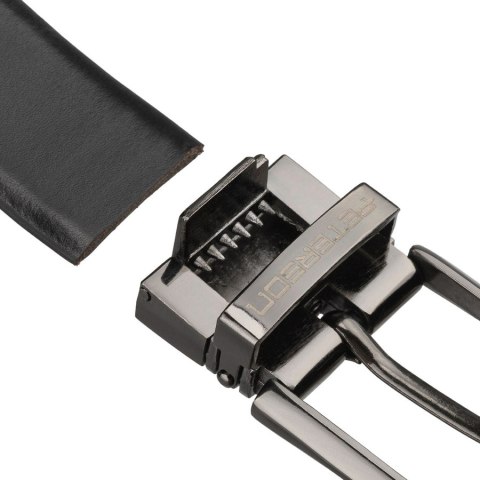 Dwustronny pasek męski w czarnym i ciemnobrązowym kolorze z obrotową klamrą - Peterson