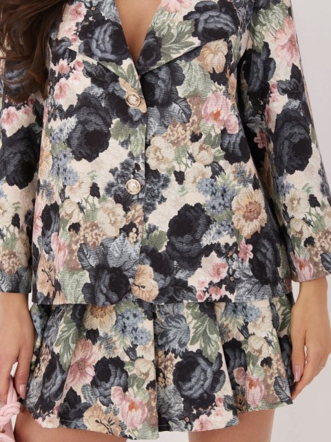 marynarka damska czarna kwiatowy wzór Italy Moda